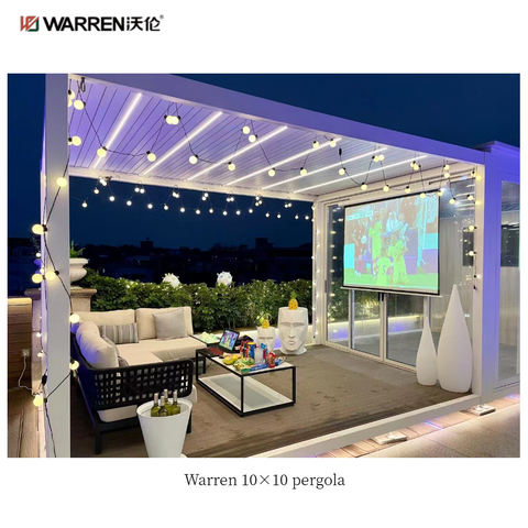 Warren 10x10 white pergola with metal roof aluminum alloy canopy