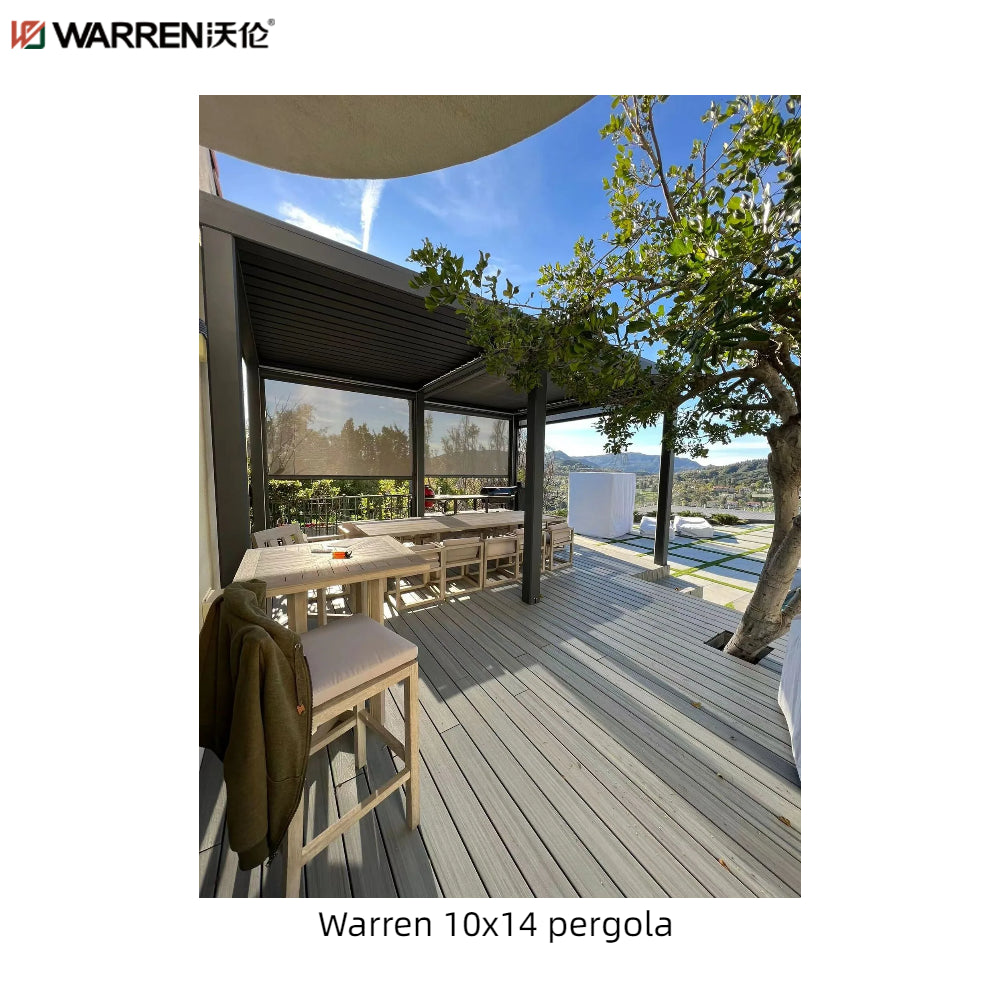 Warren 10x14 Pergola Patio With Motorized Waterproof Canopy Outdoor