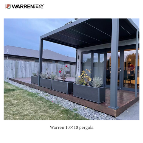 Warren 10x10 white pergola with metal roof aluminum alloy canopy