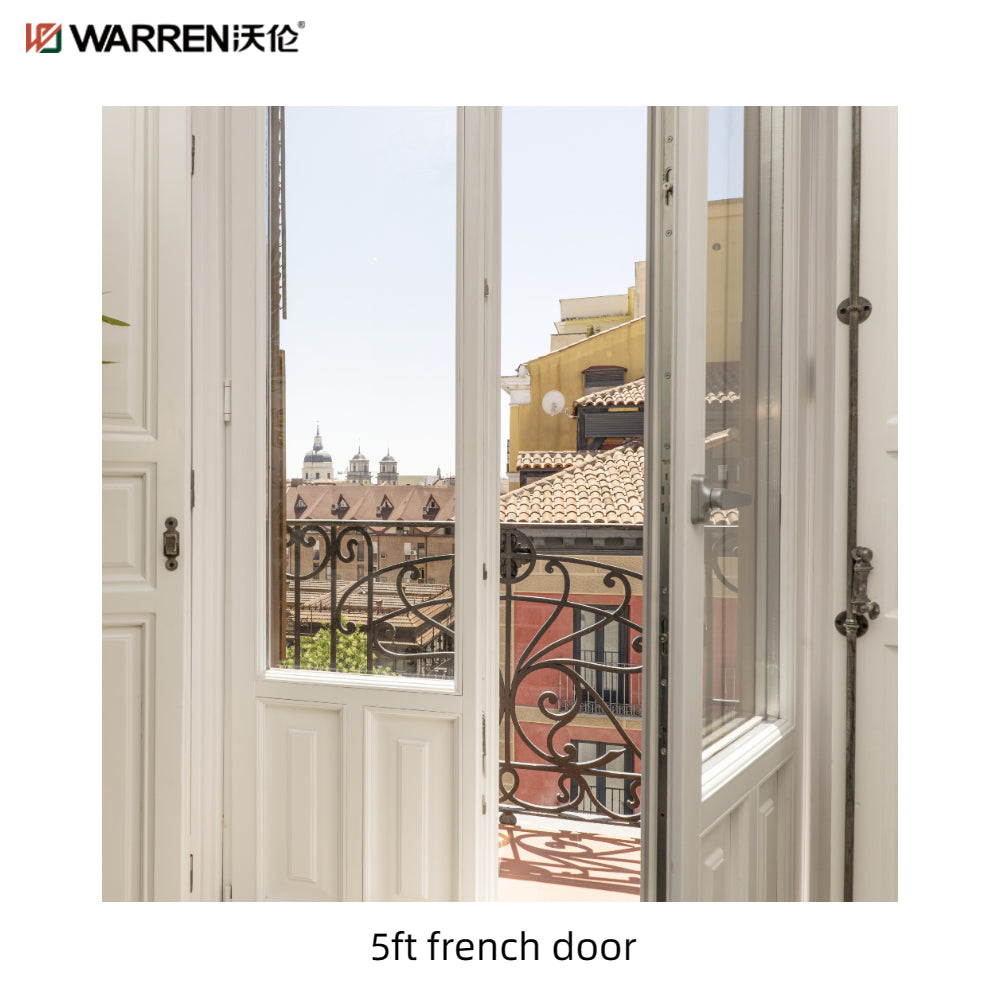 Warren 5 ft White Interior French Doors With Glass Modern Double Doors Interior
